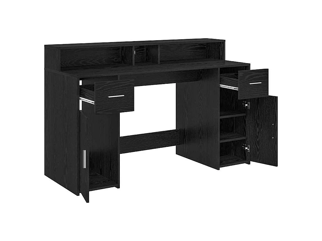 Bureau avec porte Chêne noir 140 x 55 x 91 cm Bois d'ingénierie