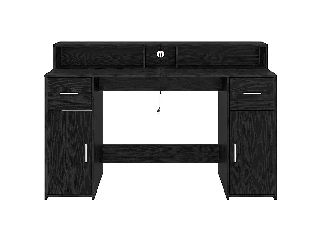 Bureau avec porte Chêne noir 140 x 55 x 91 cm Bois d'ingénierie