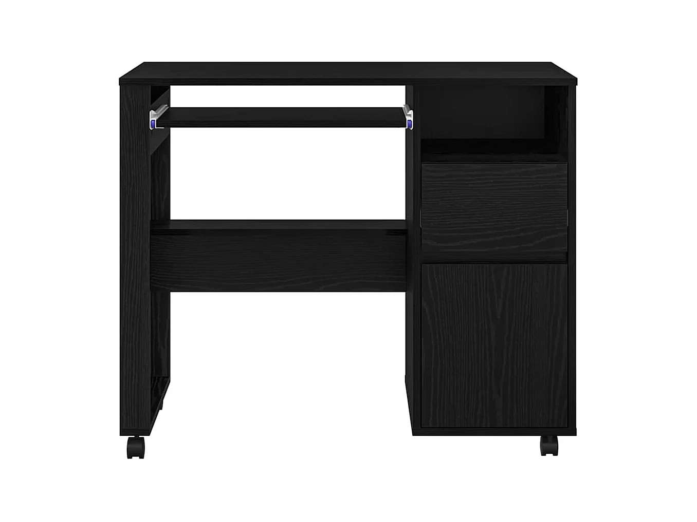 Scrivania con ruote e cassetto Rovere nero 91 x 50 x 77 cm