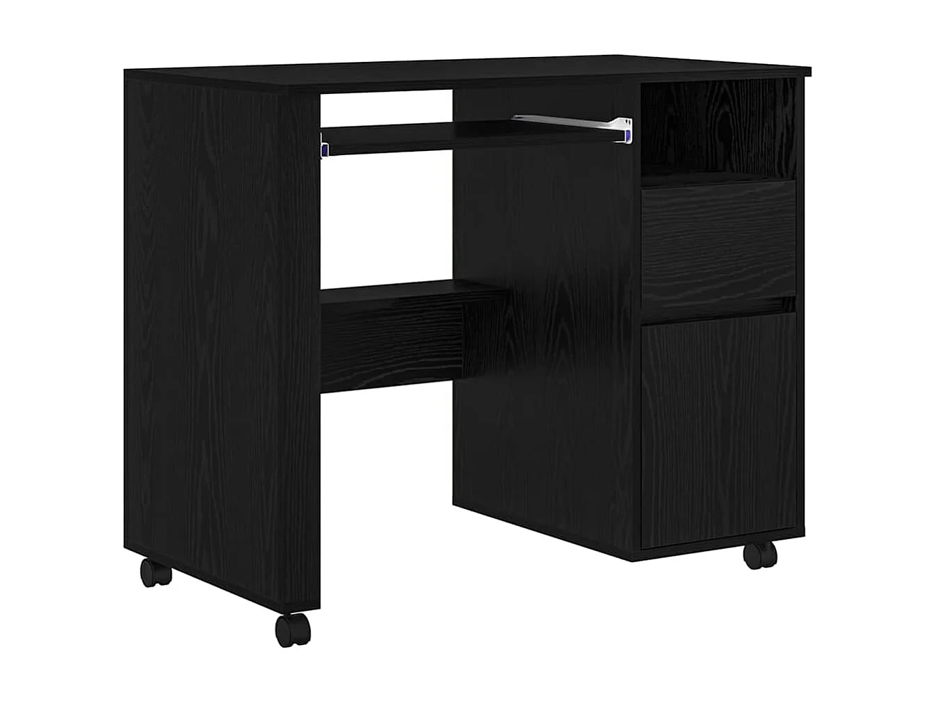 Bureau avec roulettes avec tiroir Chêne noir 91 x 50 x 77 cm