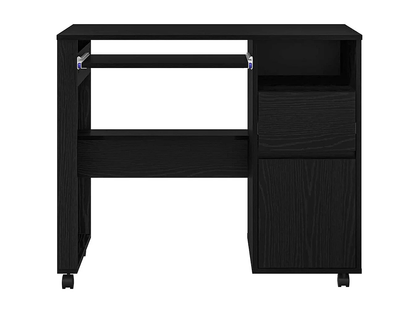 Bureau avec roulettes avec tiroir Chêne noir 91 x 50 x 77 cm