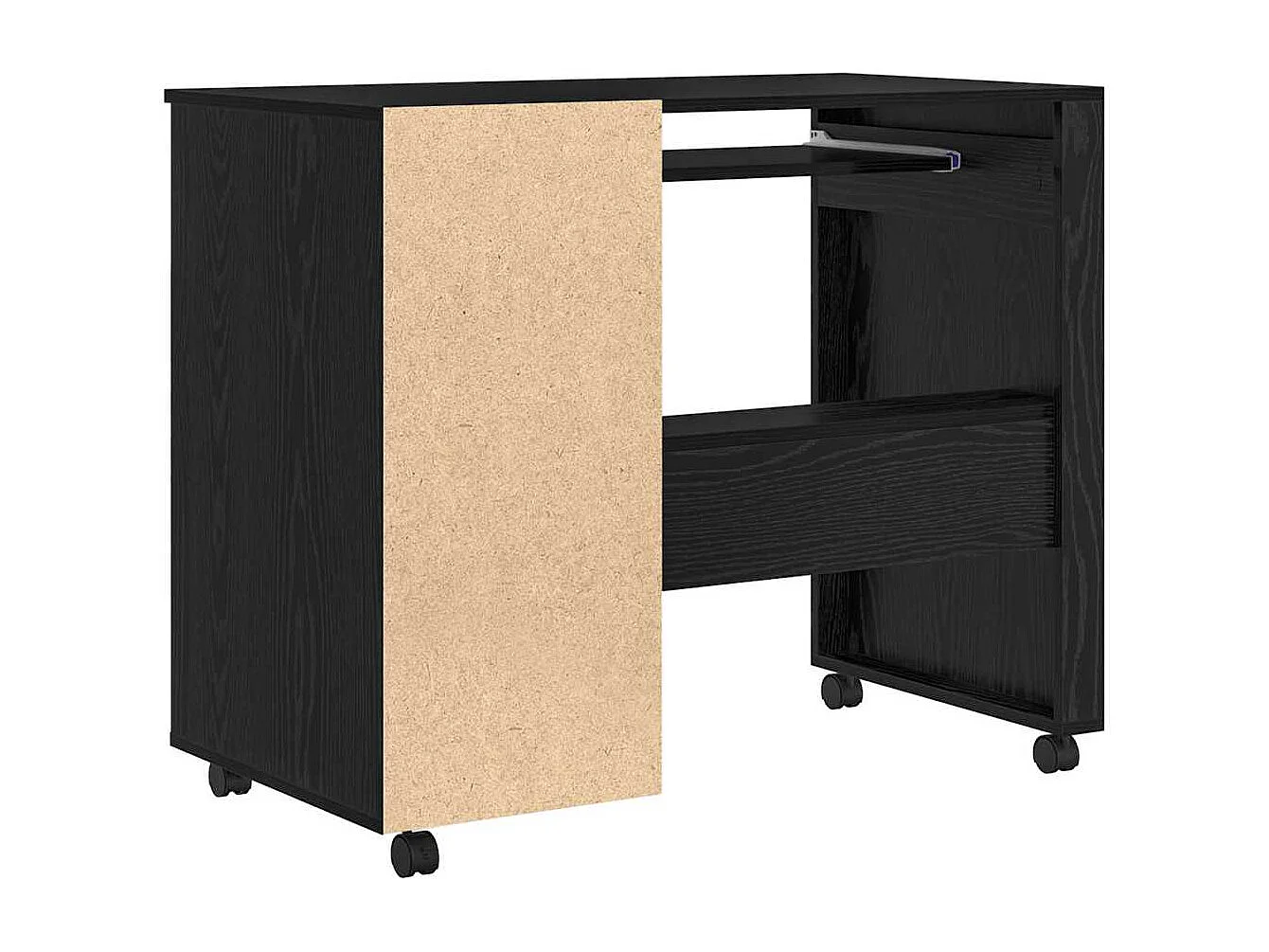 Bureau avec roulettes avec tiroir Chêne noir 91 x 50 x 77 cm