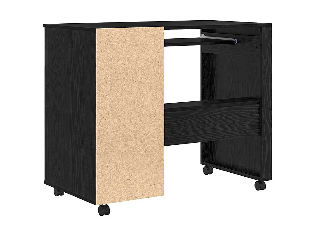 Bureau avec roulettes avec tiroir Chêne noir 91 x 50 x 77 cm