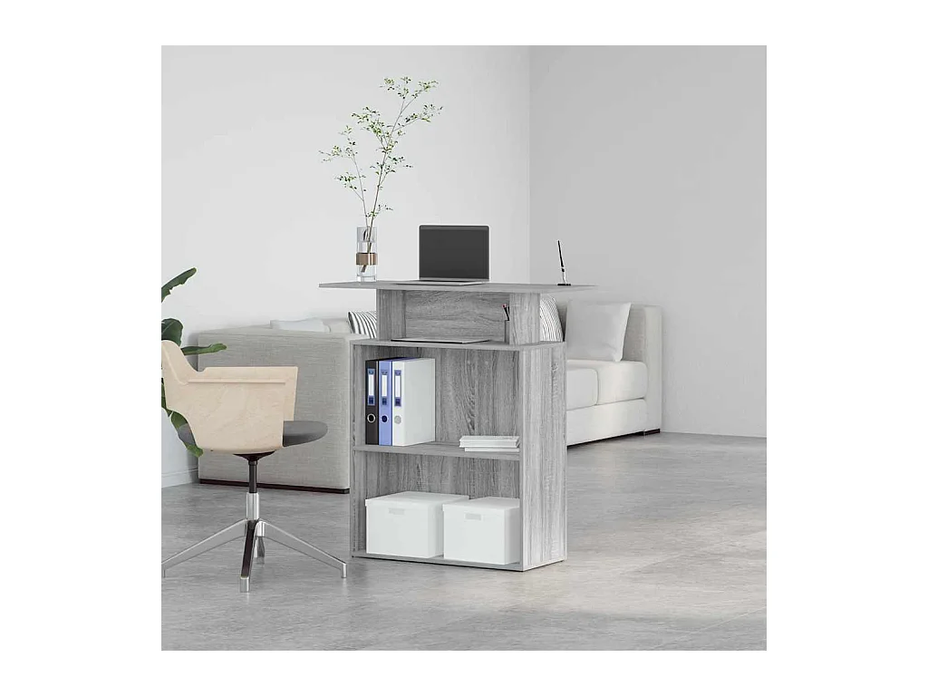 Bureau de réception sonoma gris 100x40x104 cm bois ingénierie