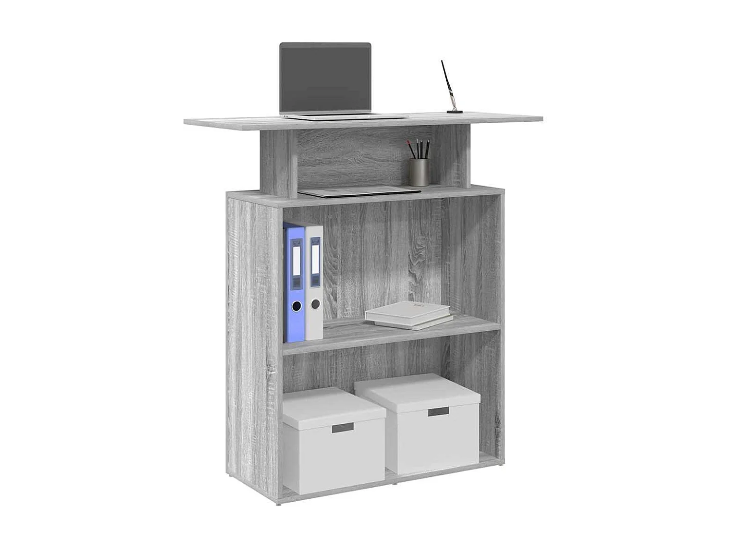 Bureau de réception sonoma gris 100x40x104 cm bois ingénierie