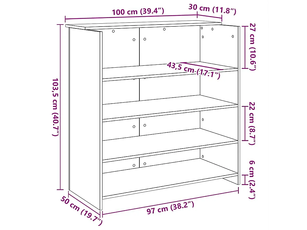Bureau réception chêne sonoma 100x50x103,5 cm bois d'ingénierie