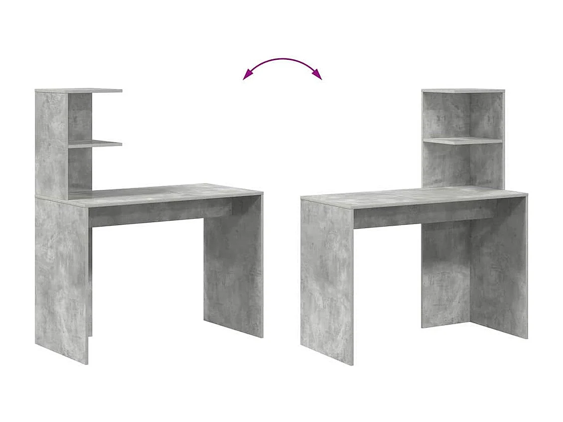 Bureau Gris béton 102 x 50 x 124 cm Bois d'ingénierie