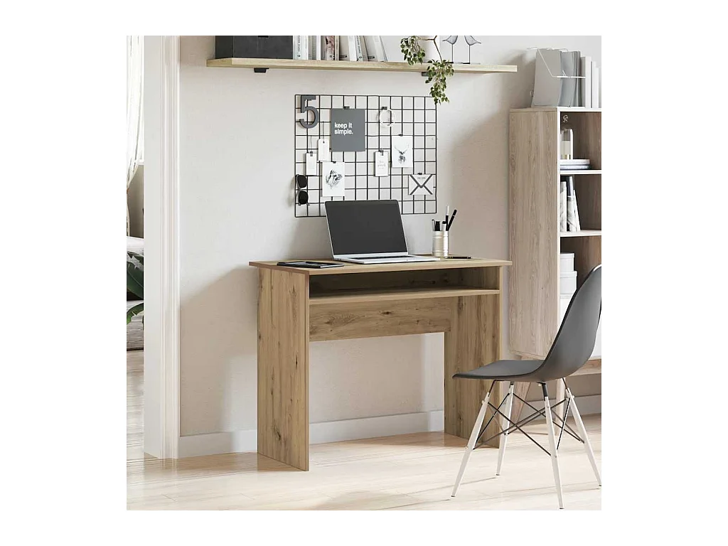 Bureau chêne artisanal 90x50x74 cm bois d'ingénierie