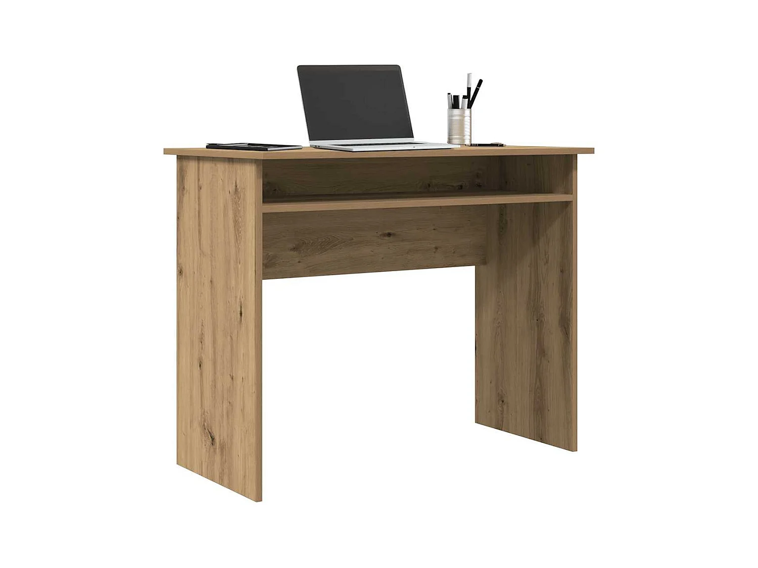 Bureau chêne artisanal 90x50x74 cm bois d'ingénierie
