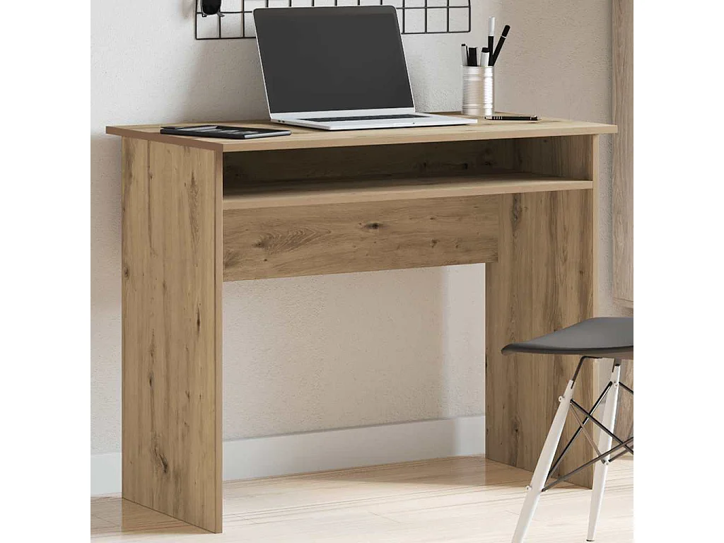 Bureau chêne artisanal 90x50x74 cm bois d'ingénierie