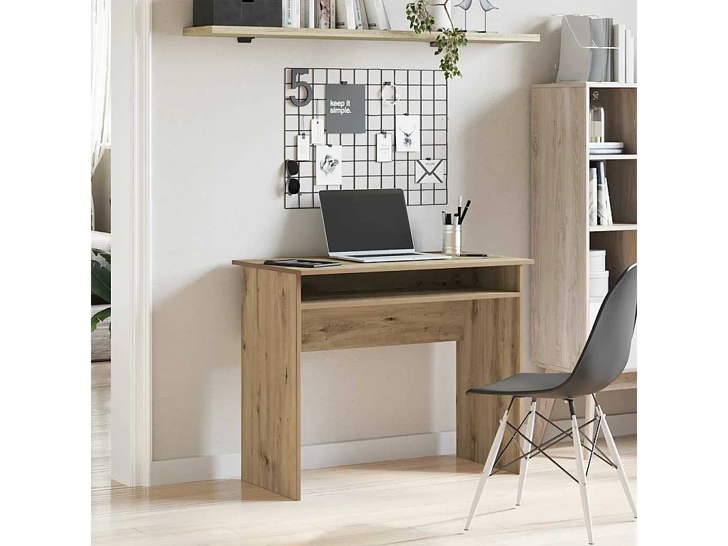 Bureau chêne artisanal 90x50x74 cm bois d'ingénierie