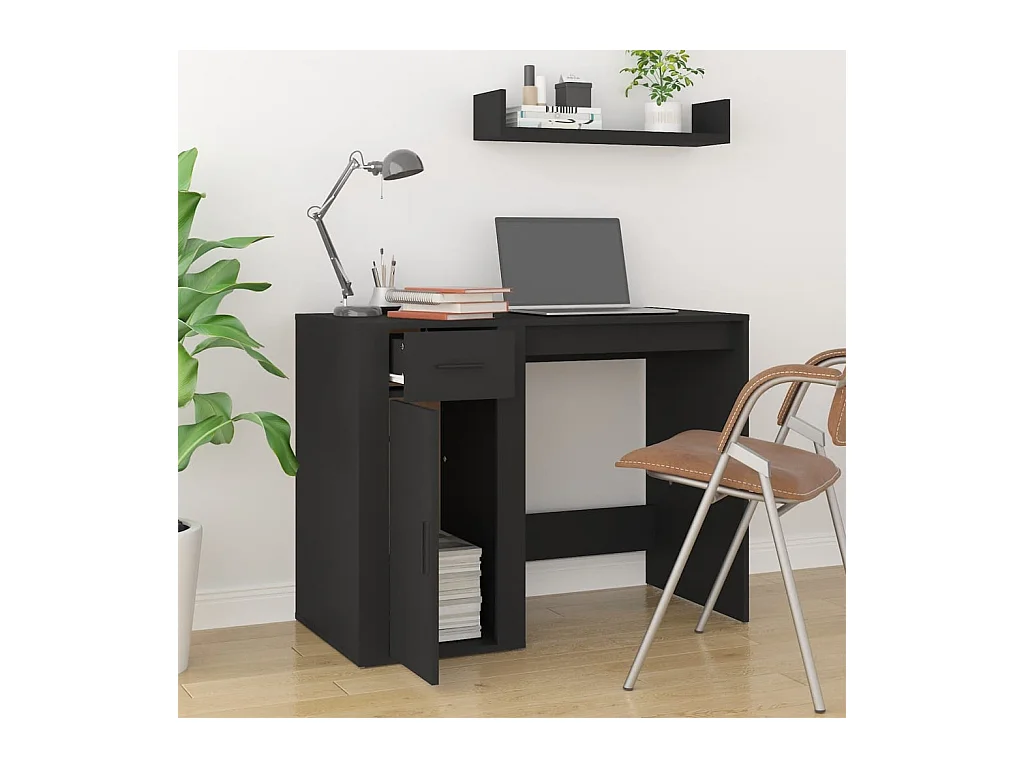 Zwart bureau 100x49x75 cm bewerkt hout