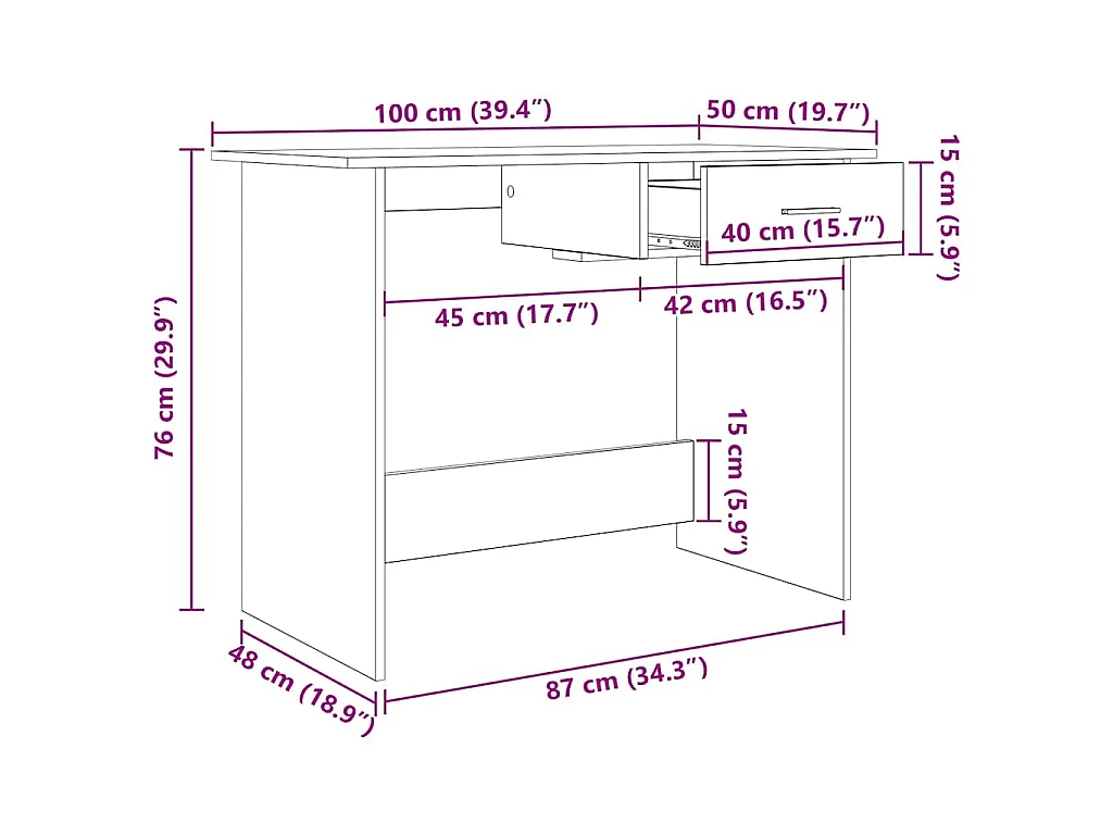 Altholz Schreibtisch 100 x 50 x 76 cm Holzwerkstoff