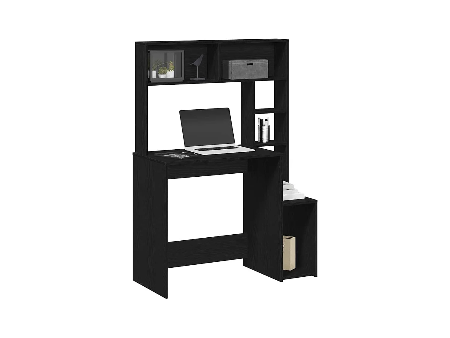 Bureau avec étagères noir 100x45x140 cm bois d'ingénierie