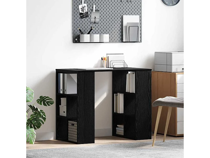 Zwart eiken bureau 90 x 50 x 75 cm bewerkt hout