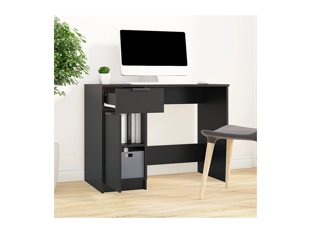 Zwart bureau 100x50x75 cm bewerkt hout