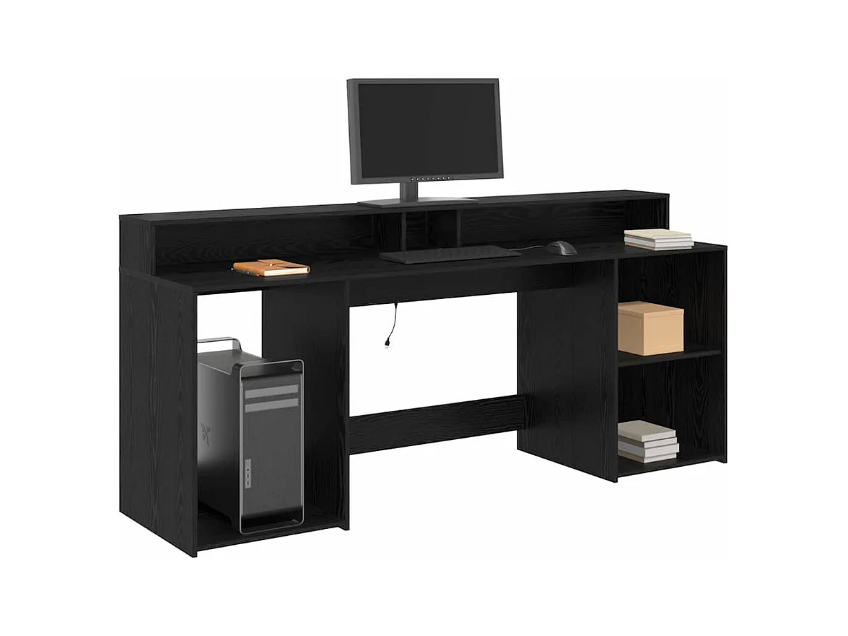 Bureau avec porte Chêne noir 200 x 55 x 91 cm Bois d'ingénierie
