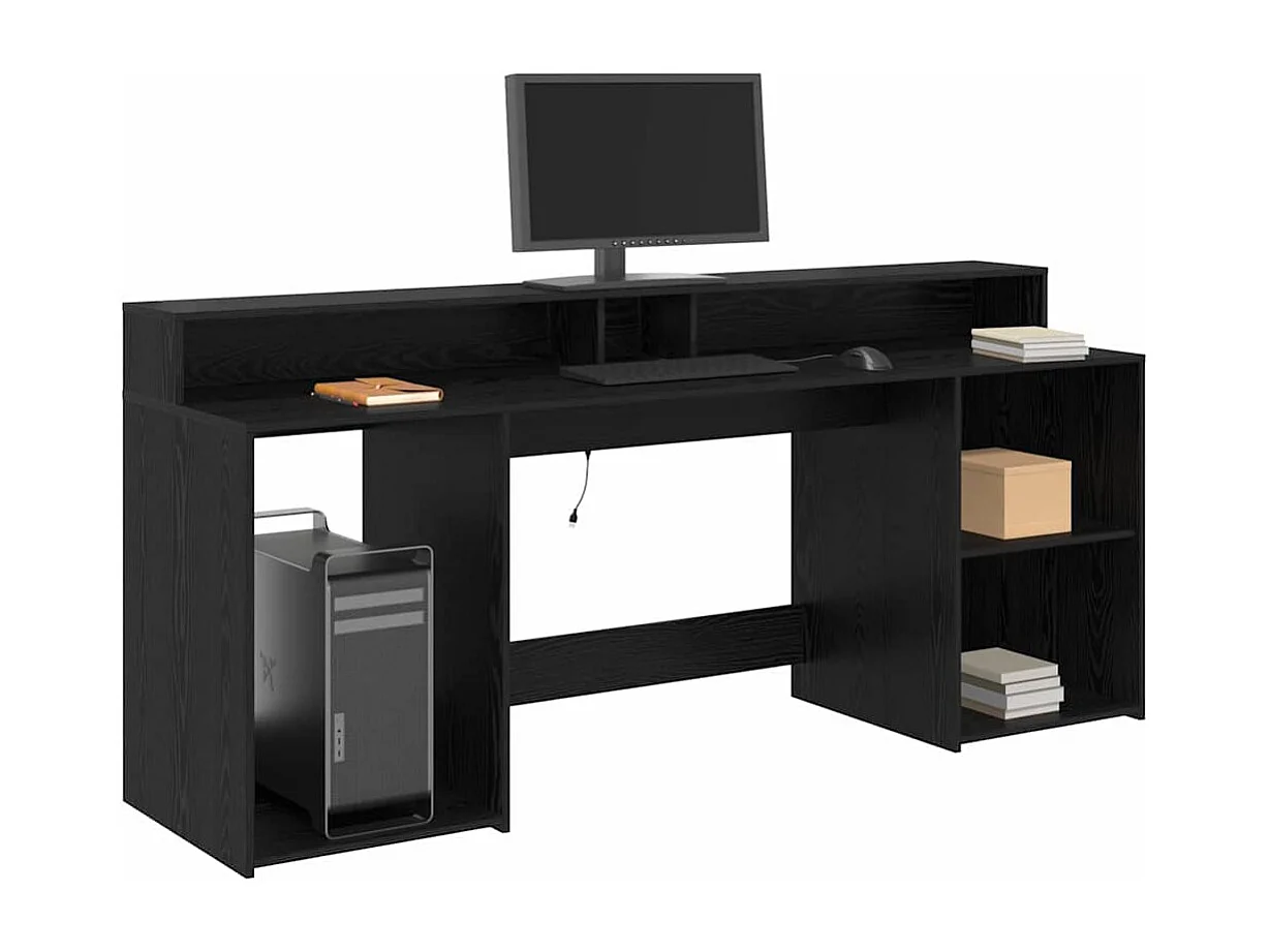 Bureau avec porte Chêne noir 200 x 55 x 91 cm Bois d'ingénierie