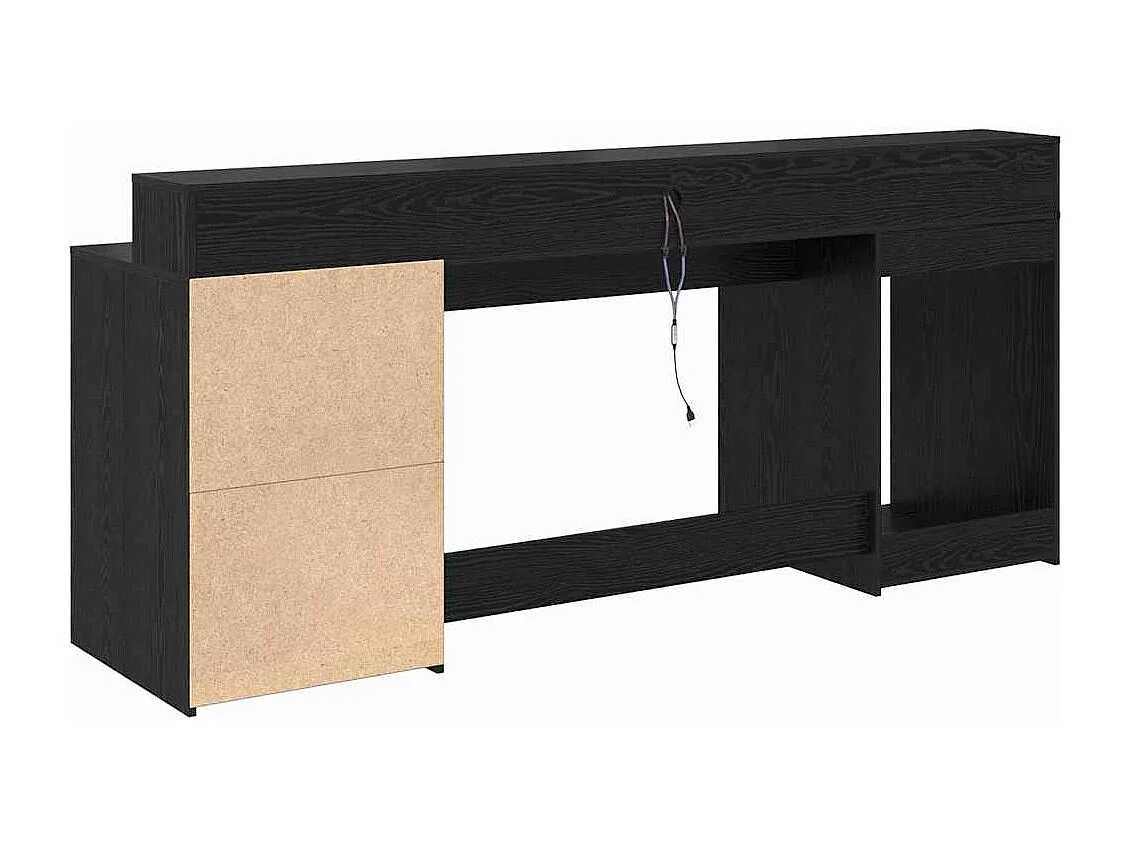 Bureau avec porte Chêne noir 200 x 55 x 91 cm Bois d'ingénierie