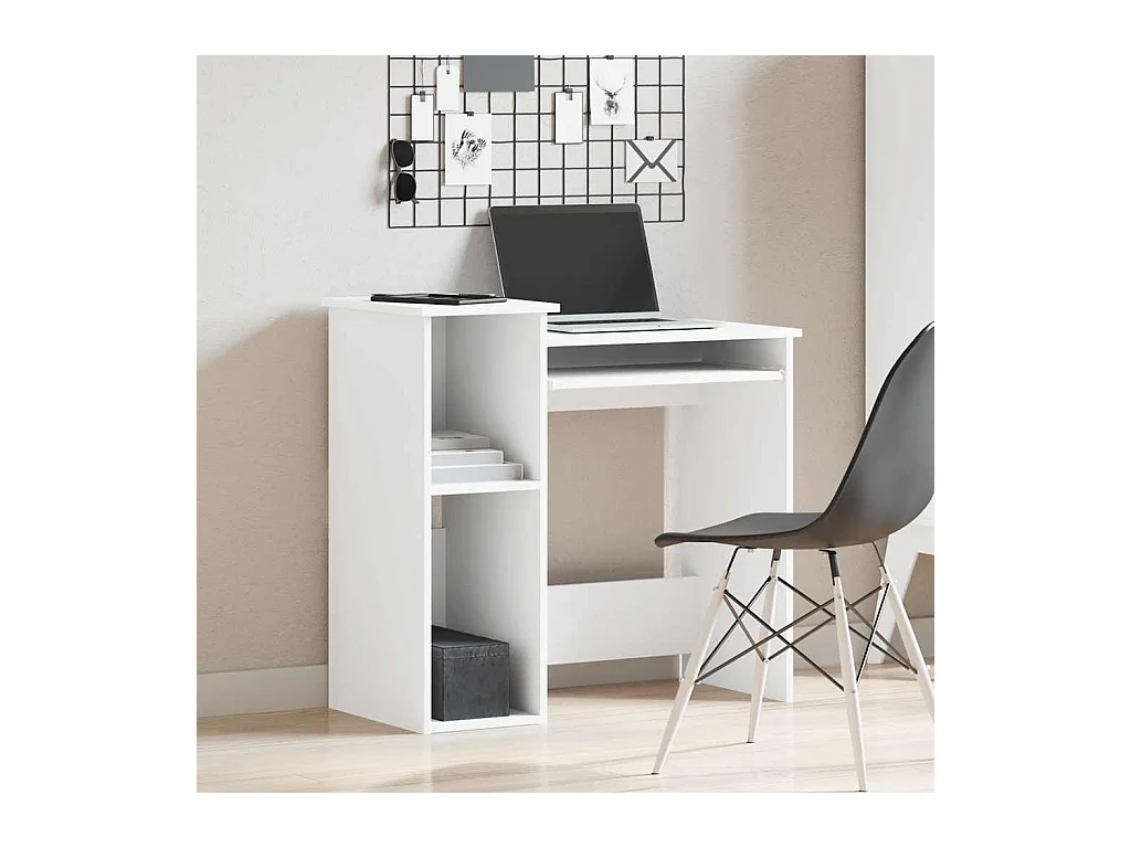 Bureau avec étagères blanc 84x40x78 cm bois d'ingénierie