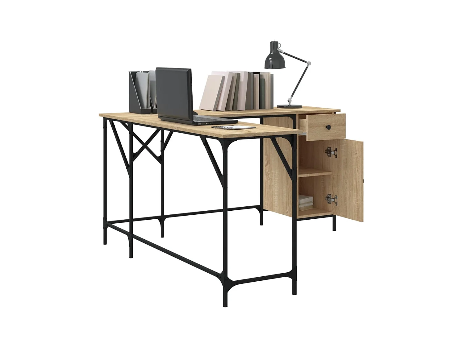 Bureau chêne sonoma 141x141x75 cm bois d'ingénierie