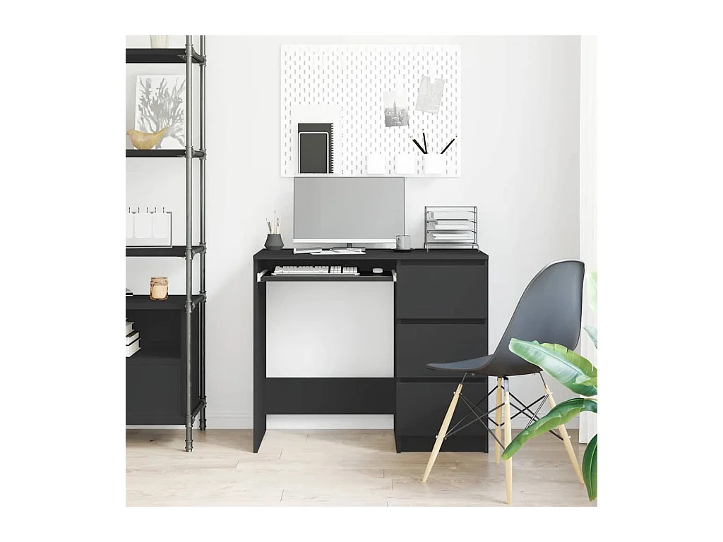 Zwart bureau 90x45x76 cm bewerkt hout