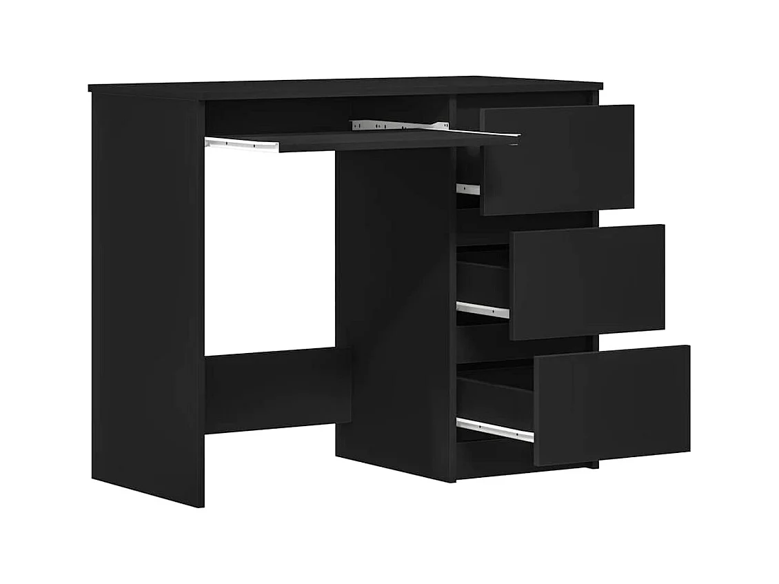 Zwart bureau 90x45x76 cm bewerkt hout