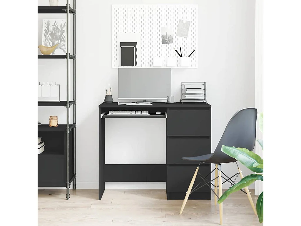 Scrivania nera 90x45x76 cm in legno ingegnerizzato