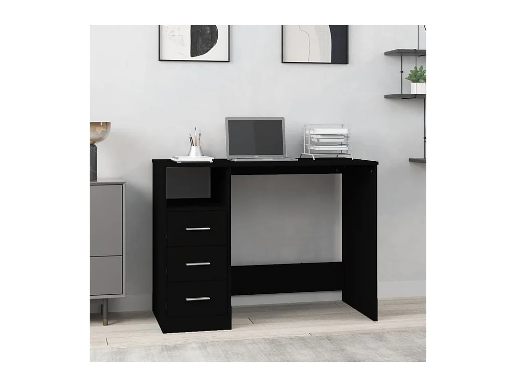 Escritorio con cajones Negro 102x50x76 cm Madera de ingeniería