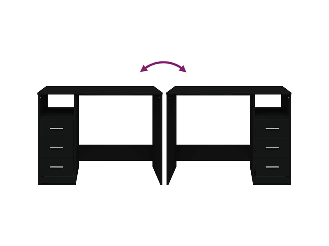 Escritorio con cajones Negro 102x50x76 cm Madera de ingeniería