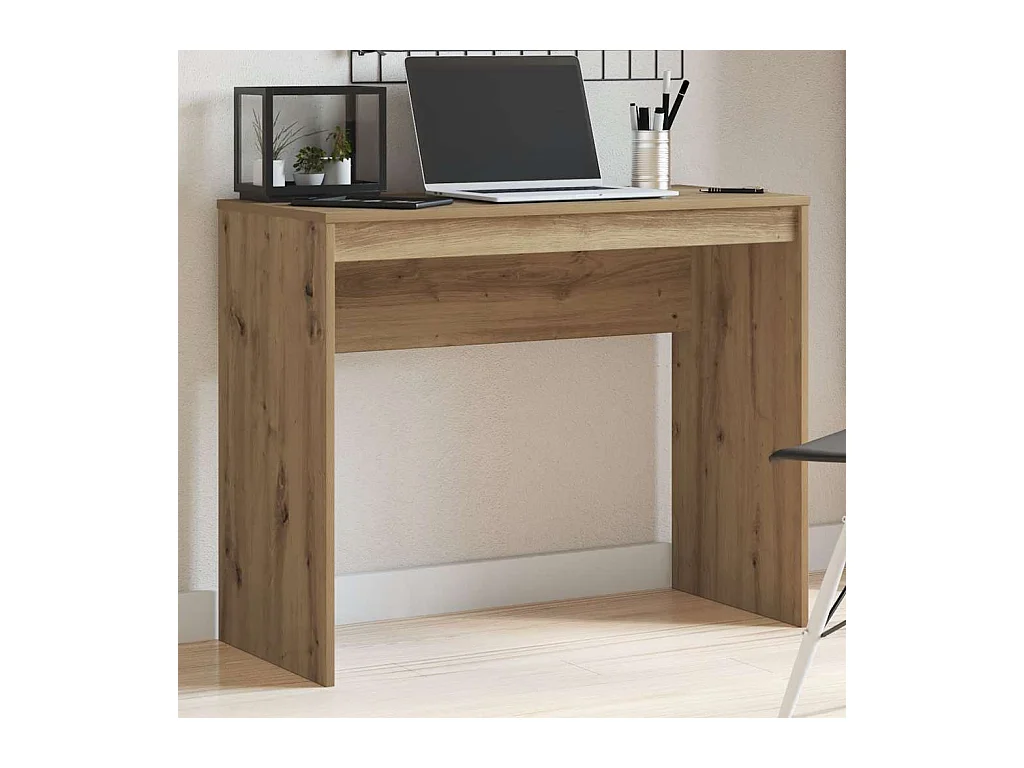 Bureau chêne artisanal 90x40x72 cm bois d'ingénierie