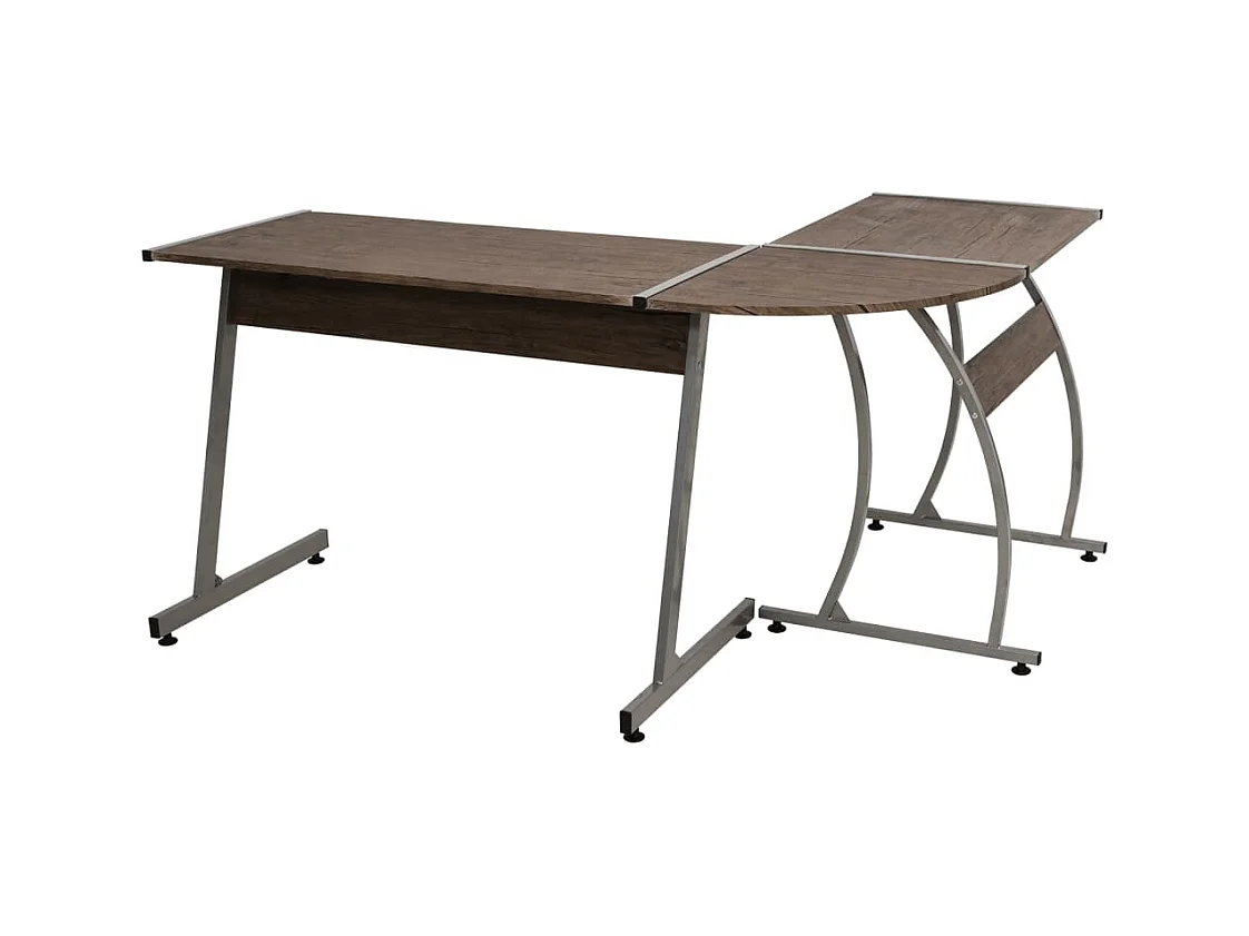 Bruin bewerkt houten hoekbureau