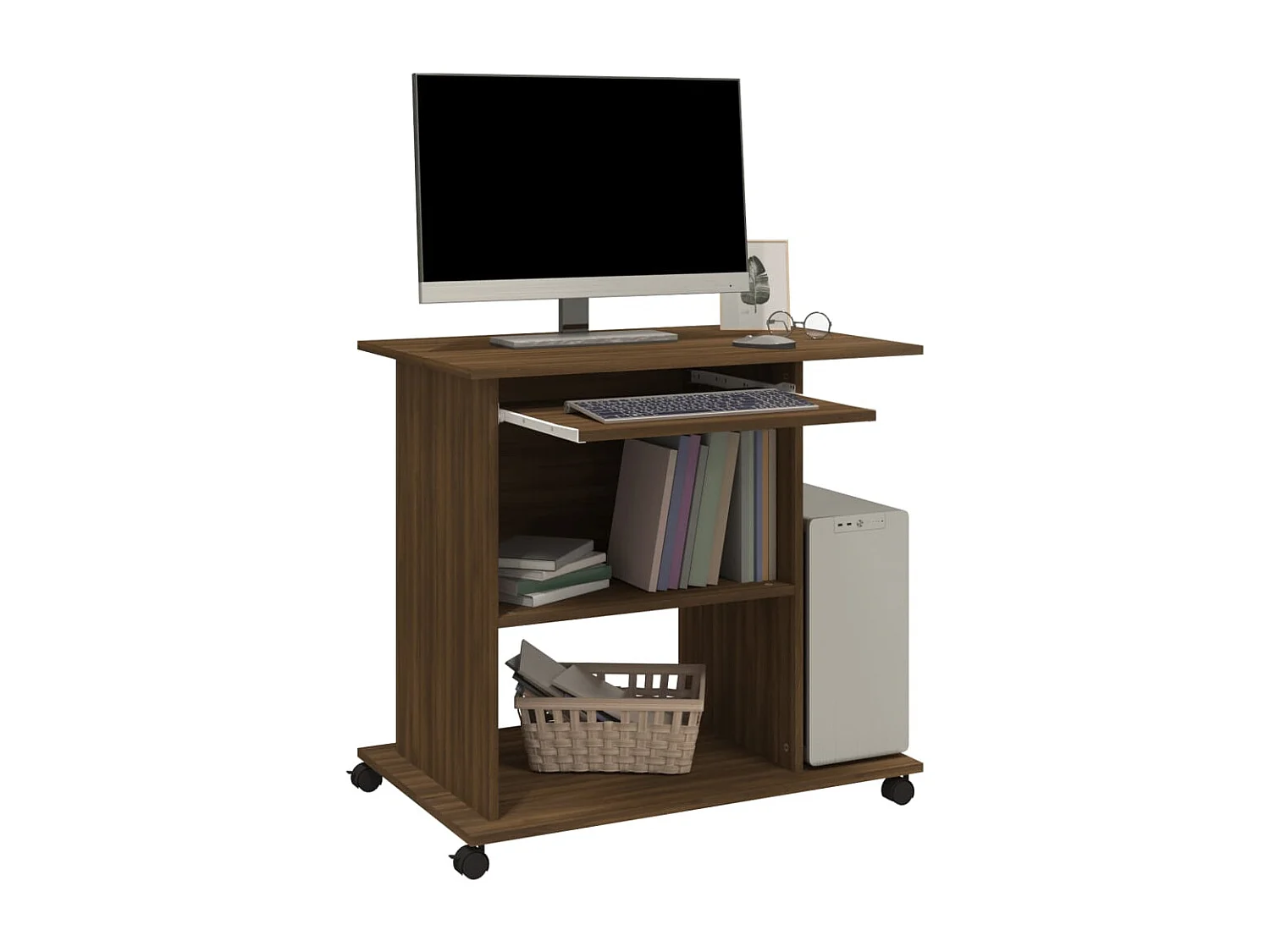 Scrivania per computer Rovere marrone 80x50x75 cm Legno ingegnerizzato