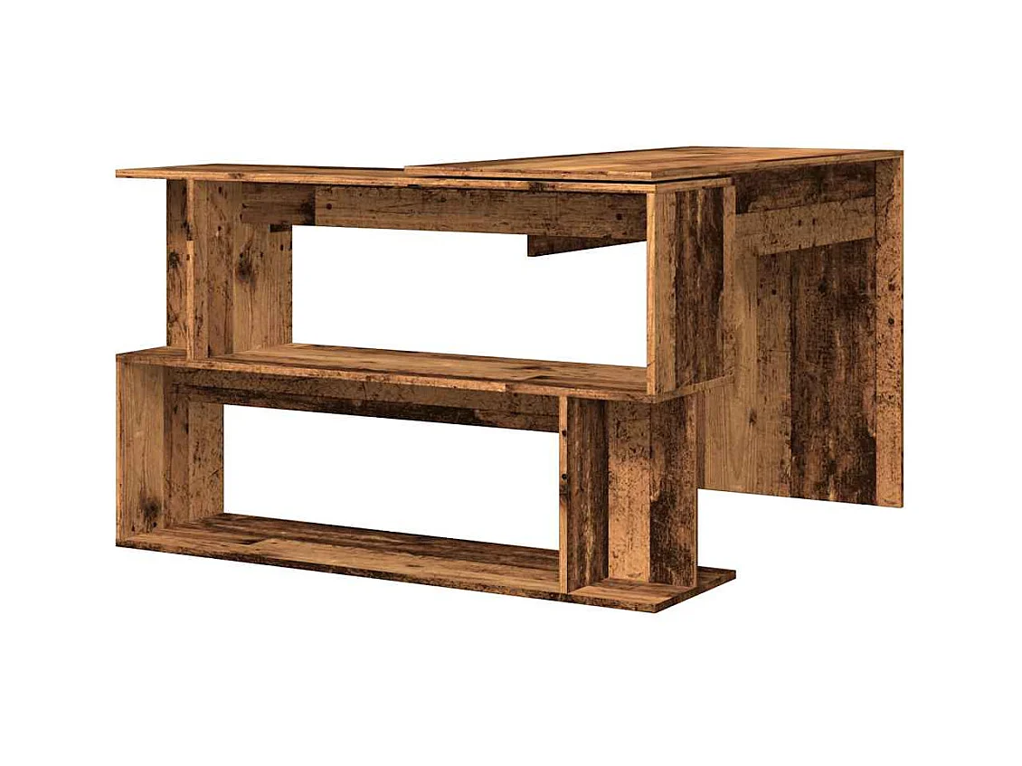 Bureau d'angle vieux bois 200,5x50x76 cm bois d'ingénierie