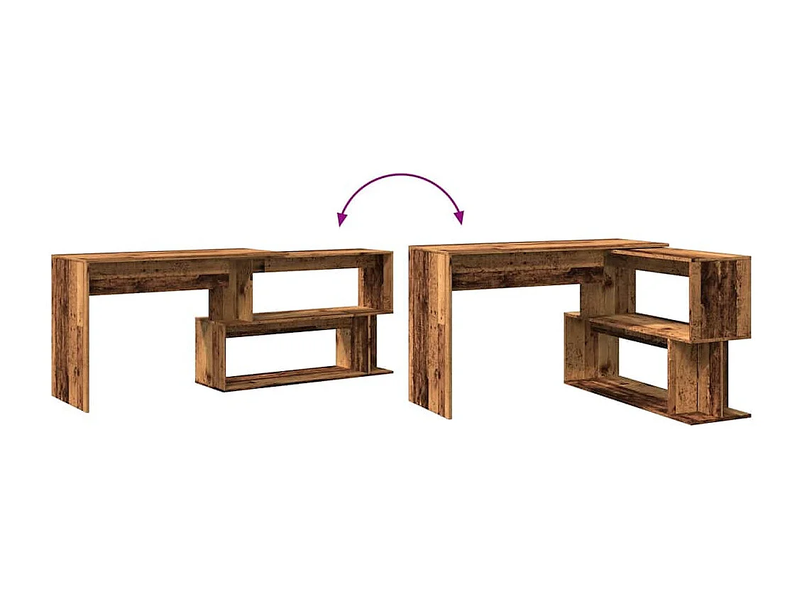 Bureau d'angle vieux bois 200,5x50x76 cm bois d'ingénierie
