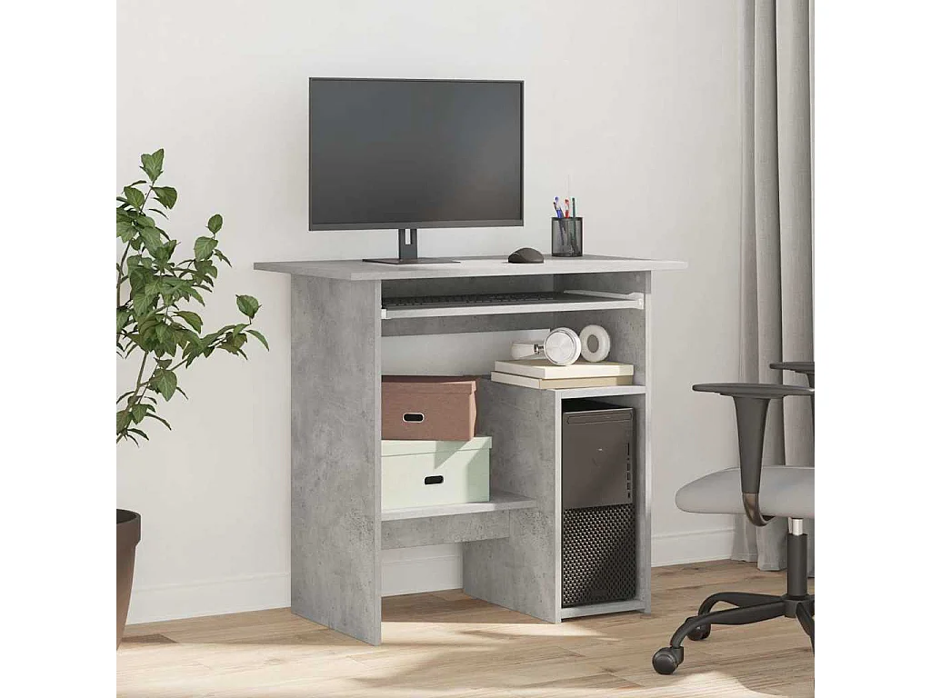 Scrivania grigio cemento 80x45x74 cm in legno ingegnerizzato