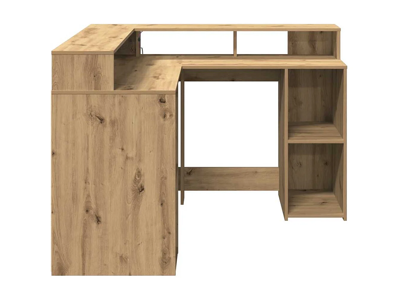 Scrivania con luci a LED realizzata a mano in legno di rovere ingegnerizzato