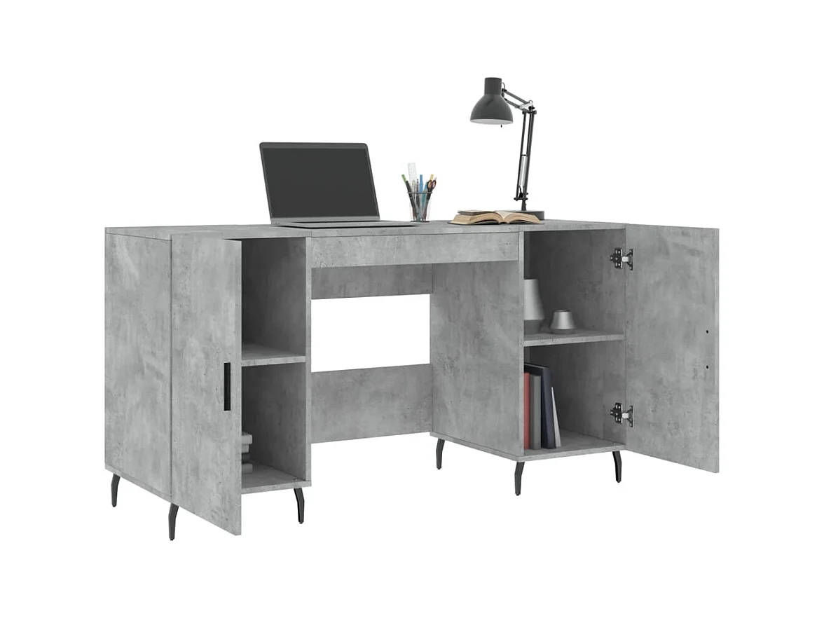 Betongrijs bureau 140x50x75 cm bewerkt hout