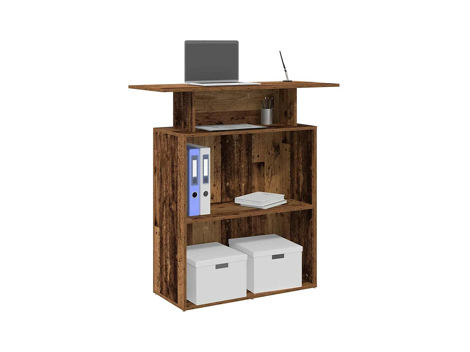 Bureau de réception vieux bois 100x40x104 cm bois d'ingénierie