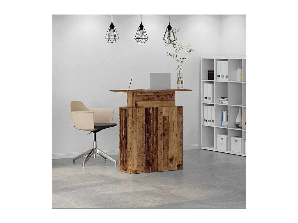 Bureau de réception vieux bois 100x40x104 cm bois d'ingénierie