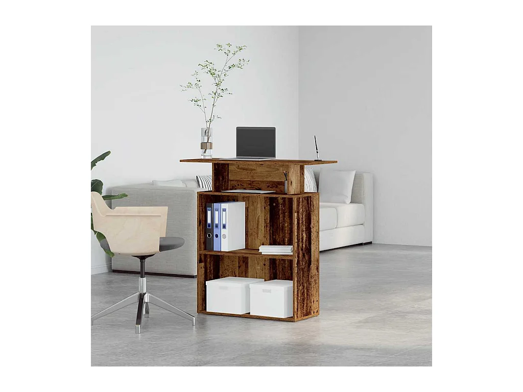 Bureau de réception vieux bois 100x40x104 cm bois d'ingénierie