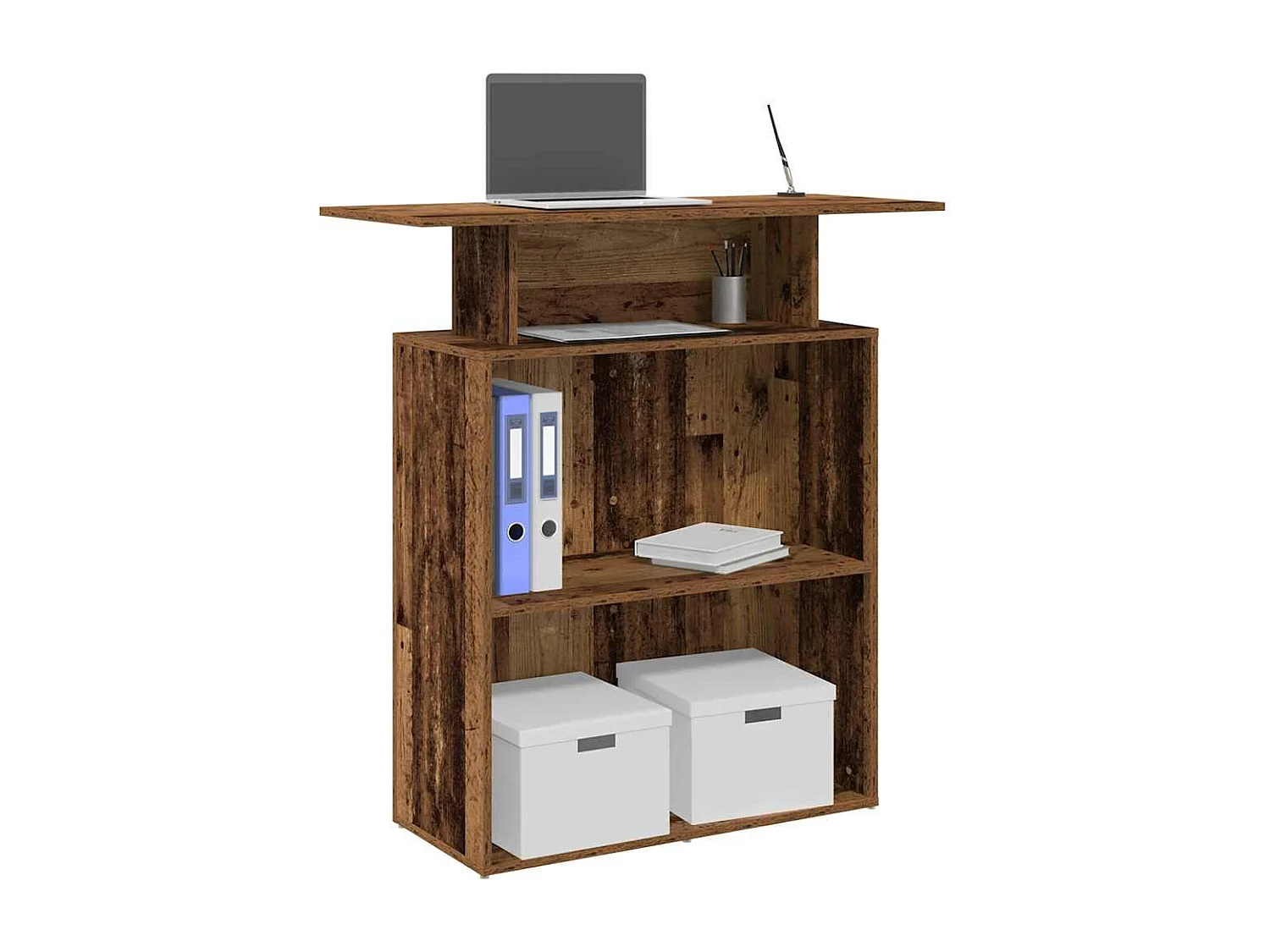 Bureau de réception vieux bois 100x40x104 cm bois d'ingénierie