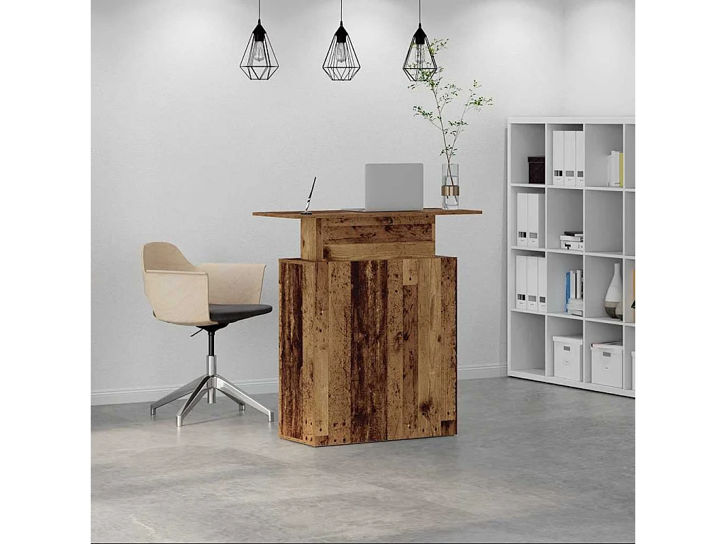 Bureau de réception vieux bois 100x40x104 cm bois d'ingénierie