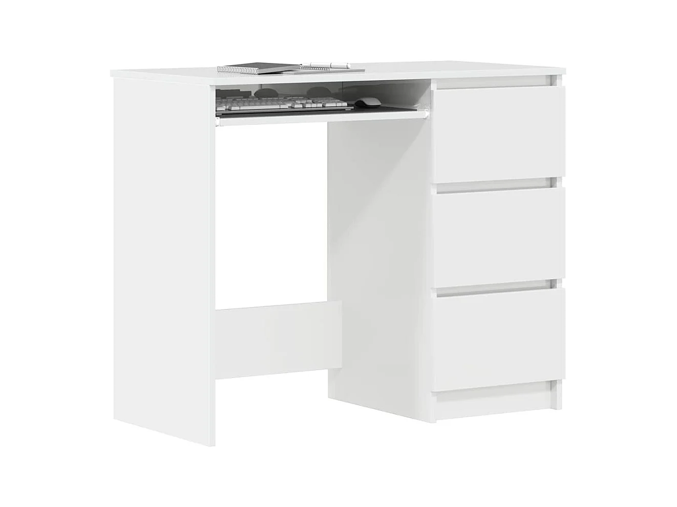 Escritorio Blanco Brillo 90x45x76 cm Madera de Ingeniería