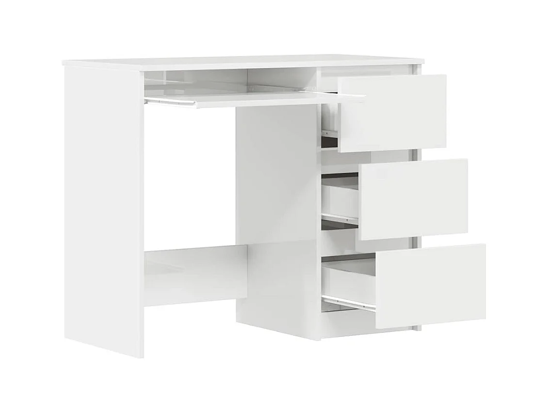 Escritorio Blanco Brillo 90x45x76 cm Madera de Ingeniería