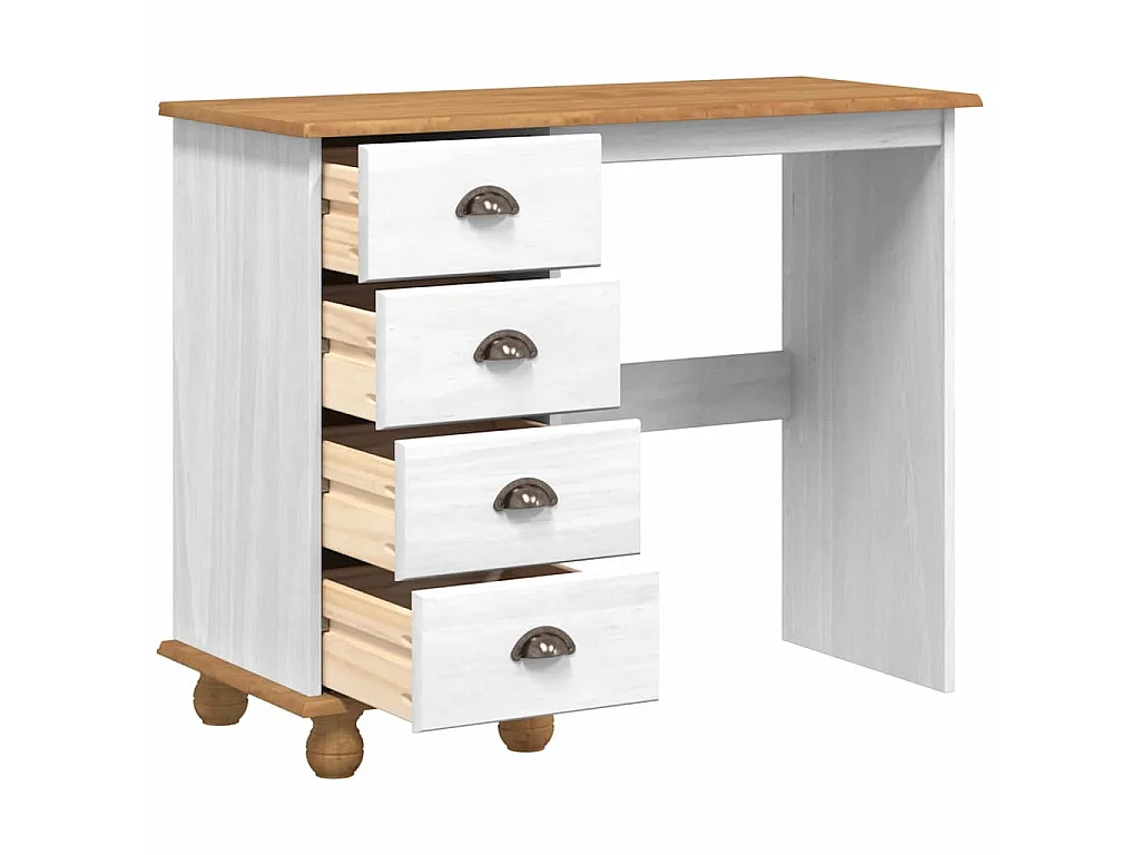 Scrivania bianca ASKIM 95 x 40 x 75 cm in legno massello di pino