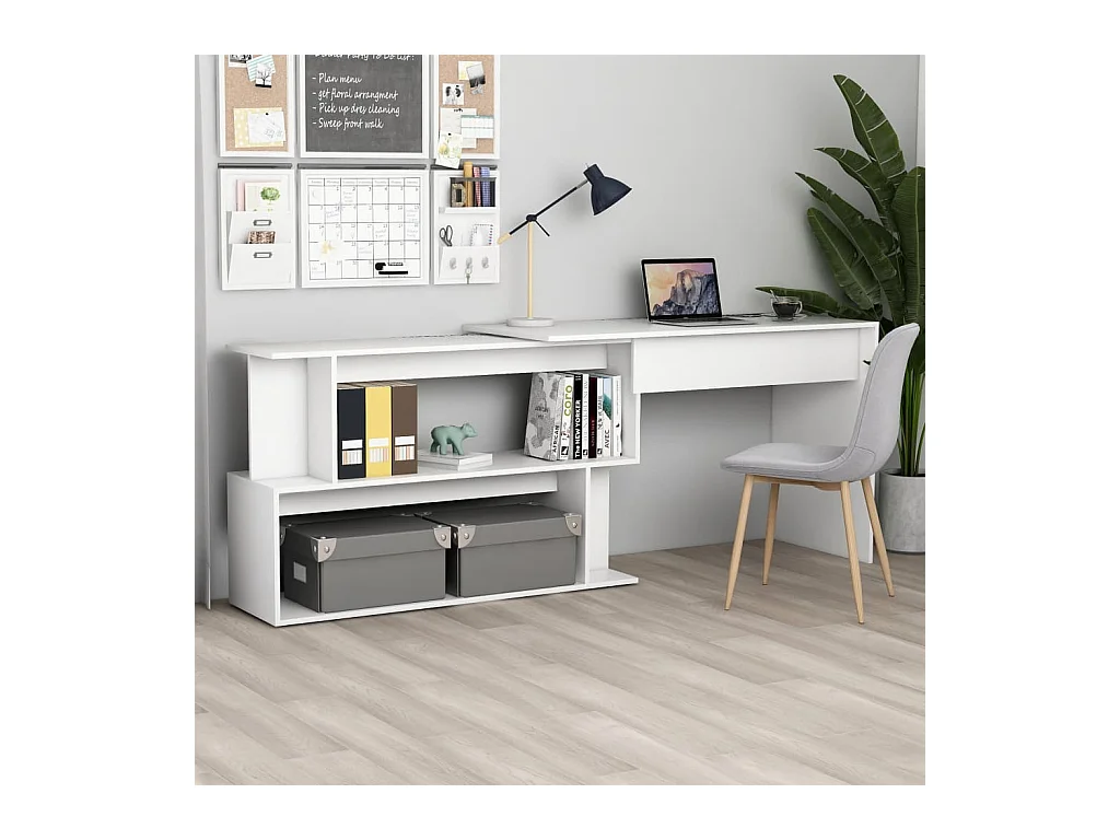 Bureau d'angle Blanc 200x50x76 cm Bois d'ingénierie