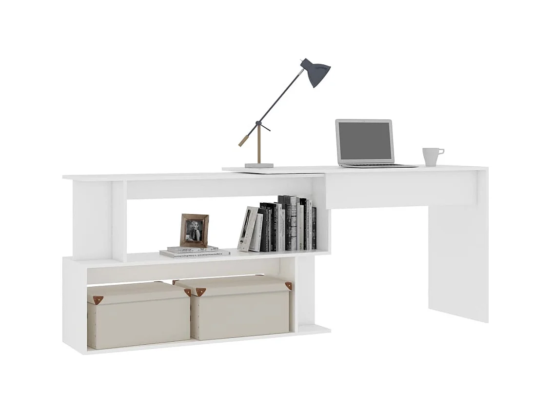 Bureau d'angle Blanc 200x50x76 cm Bois d'ingénierie