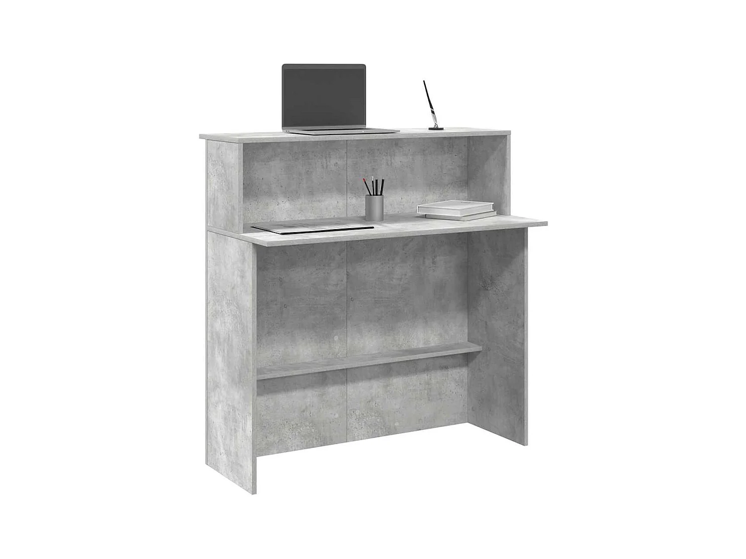 Bureau de réception gris béton 100x50x103,5cm bois d'ingénierie