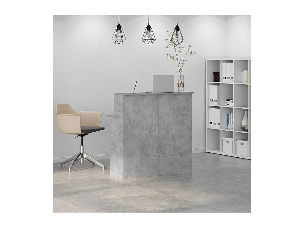 Bureau de réception gris béton 100x50x103,5cm bois d'ingénierie